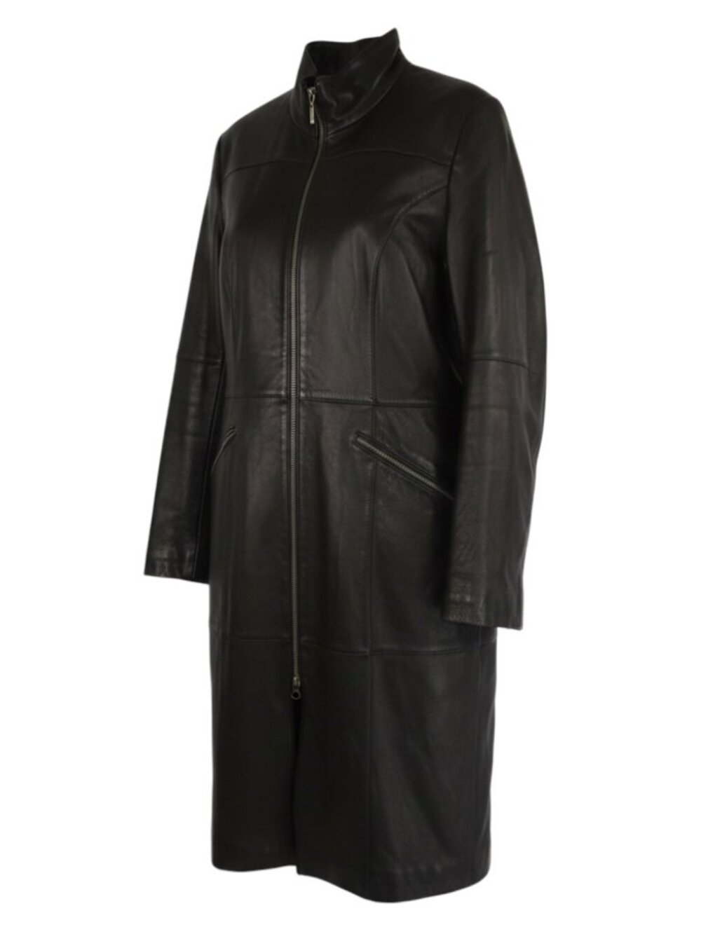 Vintage Y2K Classiques Entier Black Leather Long Coat Womens L Matrix Trench